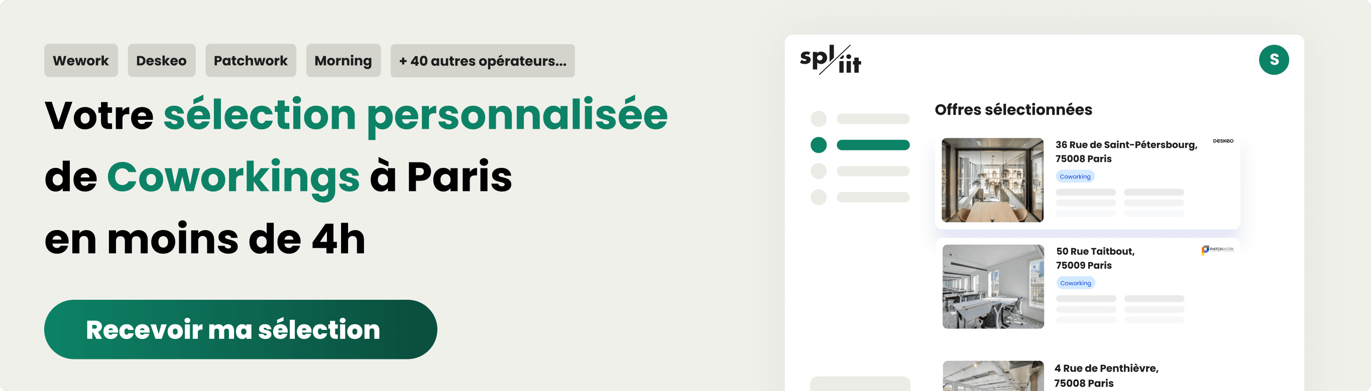 Sélection personnalisée - Coworking à Paris