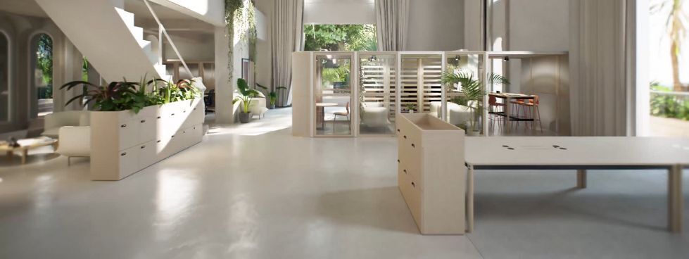 Espace de travail représentant le mobilier Métropole de Slean